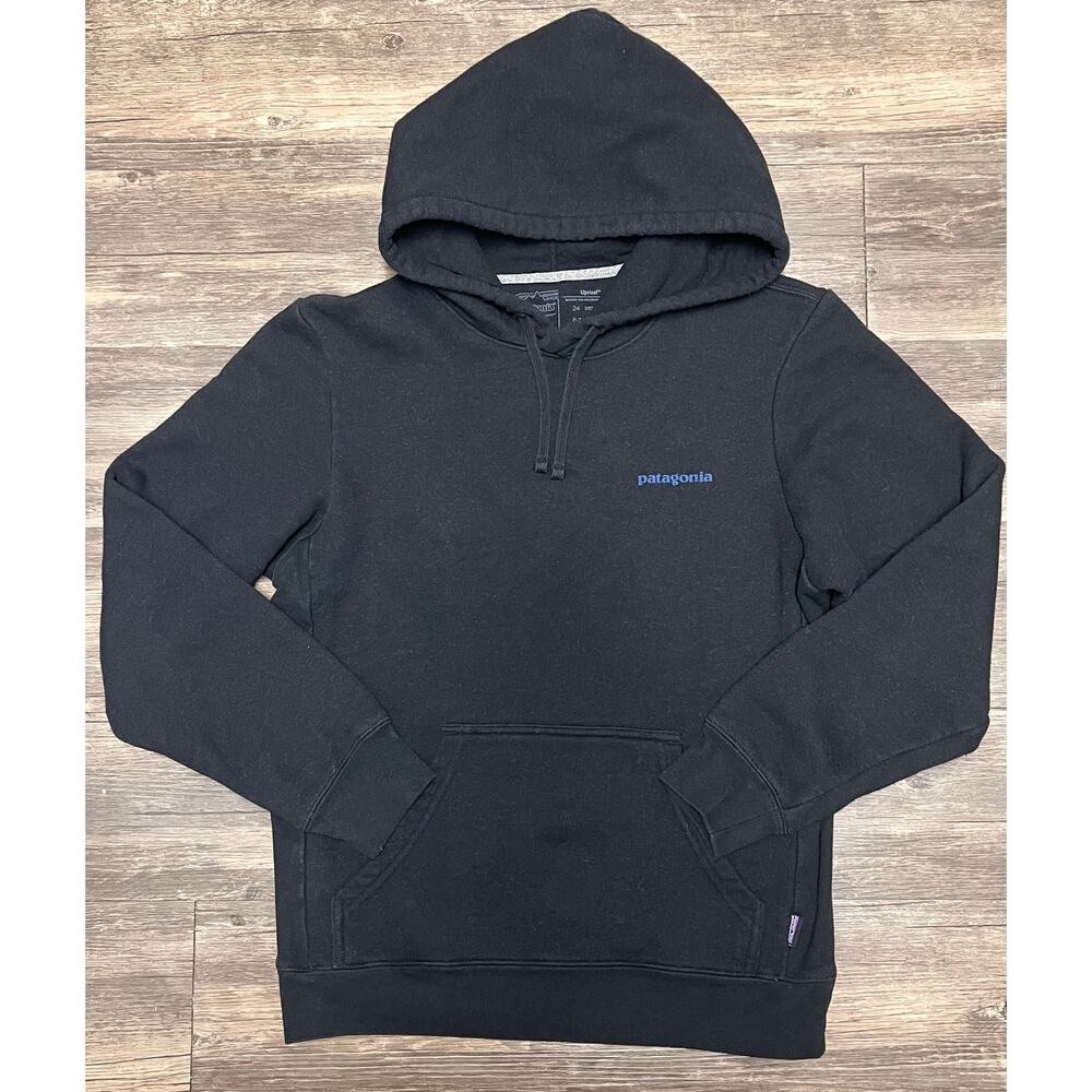 Patagonia P-6 Logo Uprisal Hoodie Black XS Unisex Gorpcore Streetwear Recycled - Picture 2 of 12